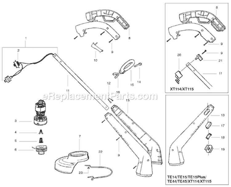 Page A Diagram and Parts List for TE44  Weed Eater Trimmer